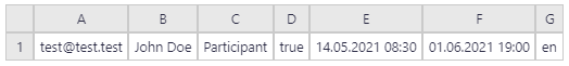 Screenshot of a data entry for a XSLX file