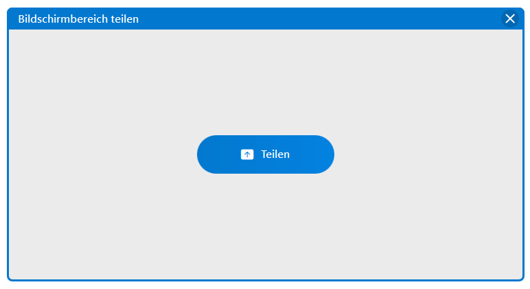 Der Auswahlrahmen der Bildschirmbereich-Übertragung ist blau.