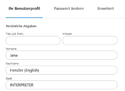 Das alfaview-Profil einer dolmetschenden Person.