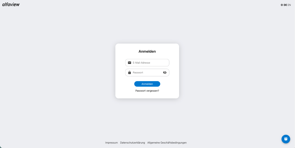 Anmeldebildschirm im Webclient