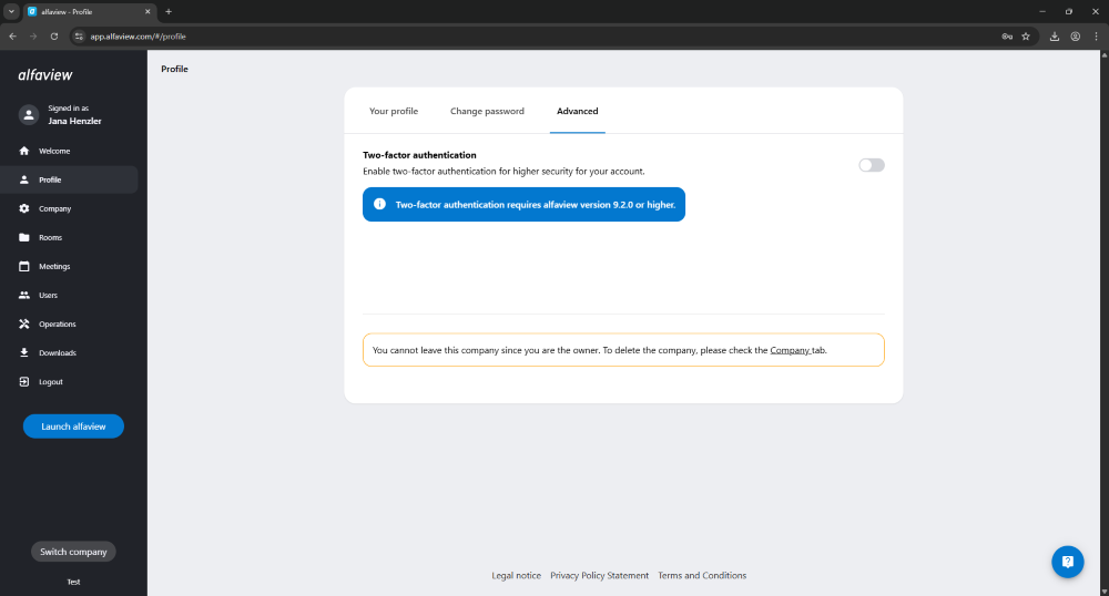 You can enable two-factor authentication in the admin interface. To do this, go to Profile and then to the “Advanced” tab.
