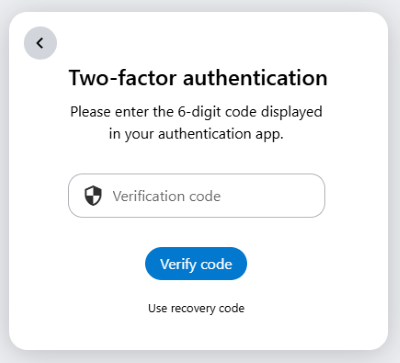 If you have set up two-factor authentication, you will be asked for an authentication code each time you log in.