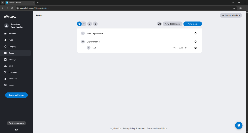 In Room Management, you can edit your company's rooms.