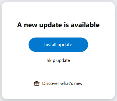 The alfaview update window. As soon as a new version is available, it appears when you start the app. You can install the update or skip it.