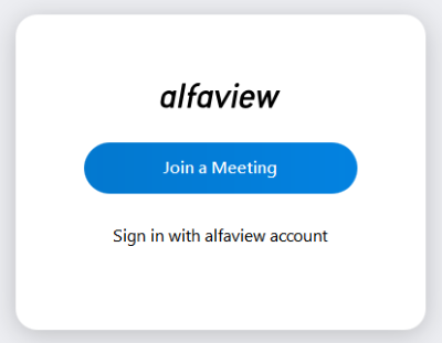 Window that opens when you start the alfaview app for the first time or have not logged in for a longer period of time.