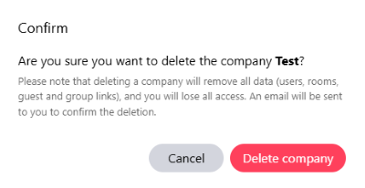 Confirmation that you really want to delete the company. Here, you must click on “Delete company” again.
