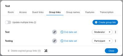 You can invite multiple people at once using a group link. You can also assign a role to a group link and set a time limit for it.