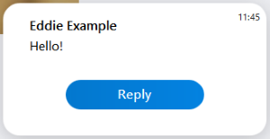 A received text message. It appears at the bottom of the stage.
