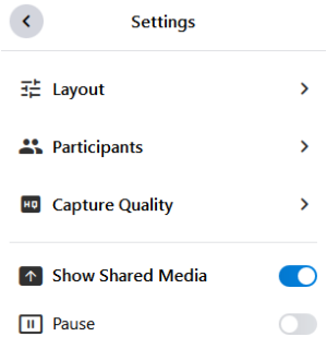 In the settings, you can use a switch to decide whether alfaview should also record shared content or not.