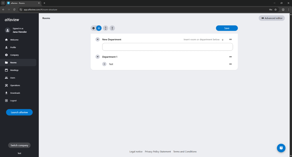 In the administration interface, you can also rearrange and reorganize the rooms. To do this, click on the “Sort” button. You can then move the rooms with the mouse.