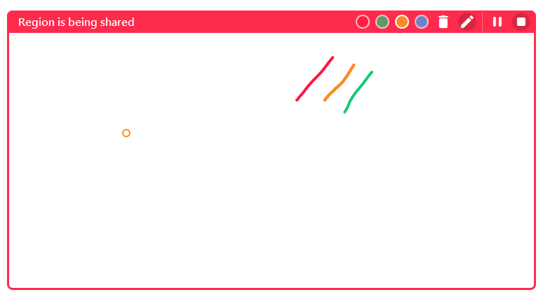 When the annotation feature is active, the selection frame for screen transfer is red.