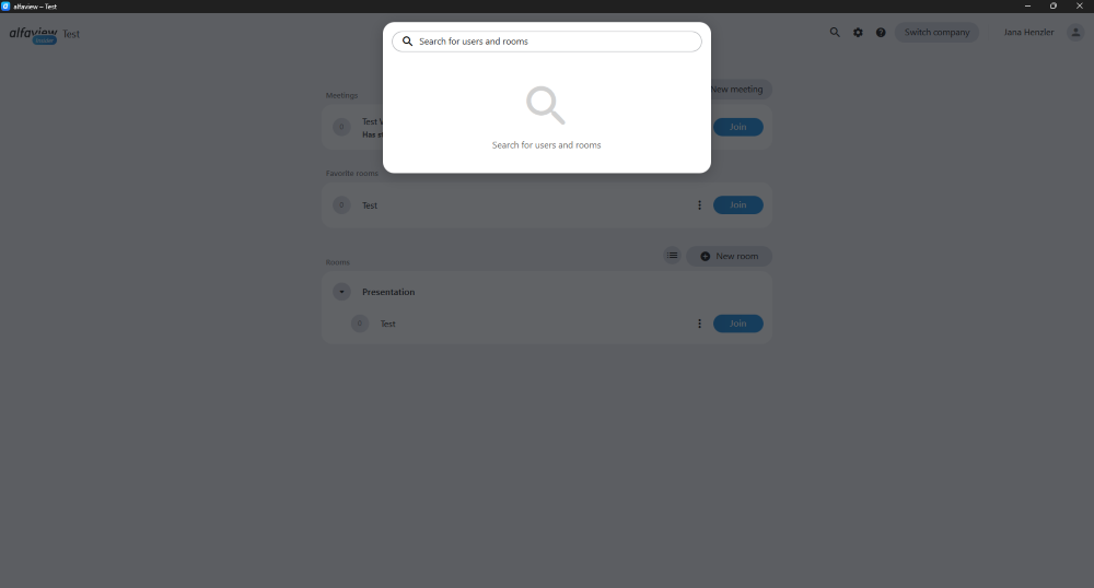 The search function in the room list.