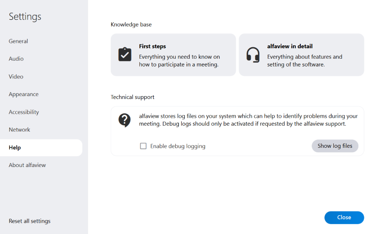 Under “Help,” you will find everything you need if you encounter problems with the software.