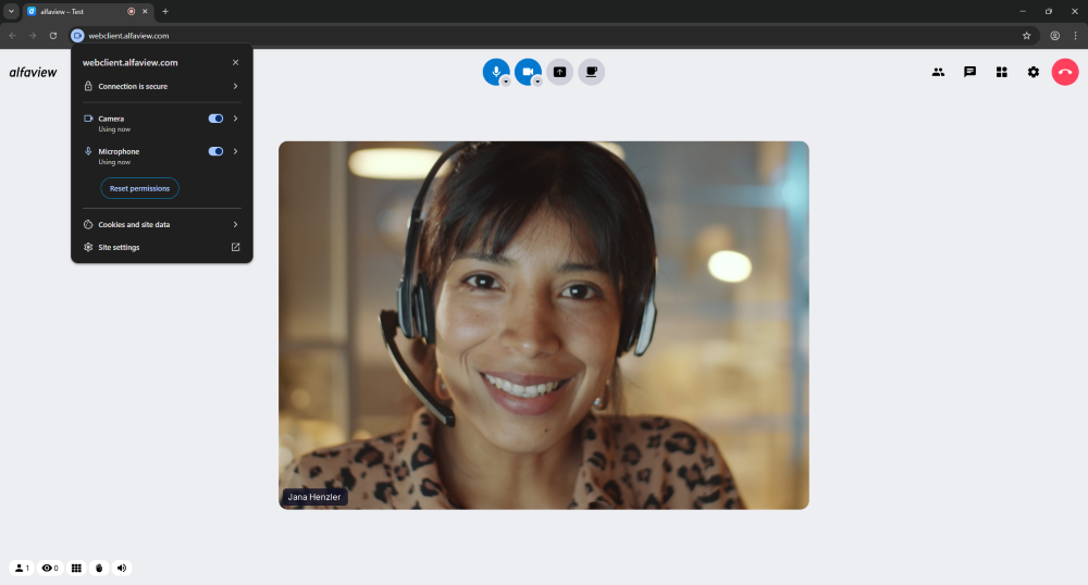 When you start the web client for the first time, you will be asked to grant access to the camera and microphone.