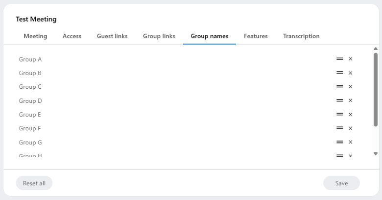 Subgroups can be renamed. To do this, click on the group you want to edit and enter a new name.